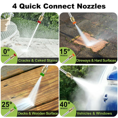 High-Pressure Electric Power Washer – 26ft Hose, Foam Cannon & 4 Nozzle System for Cars, Patios & Driveways