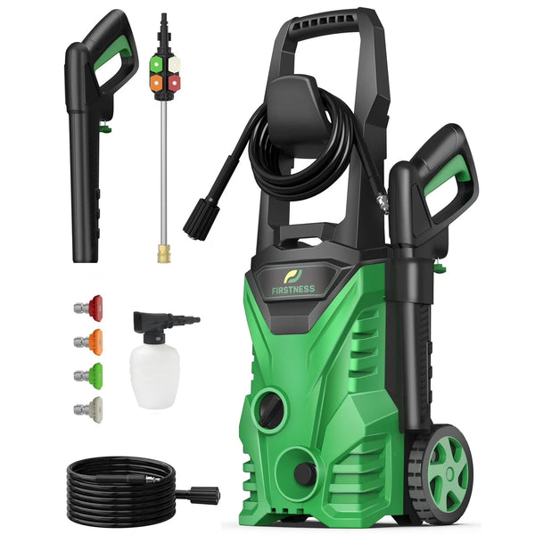 High-Pressure Electric Power Washer – 26ft Hose, Foam Cannon & 4 Nozzle System for Cars, Patios & Driveways